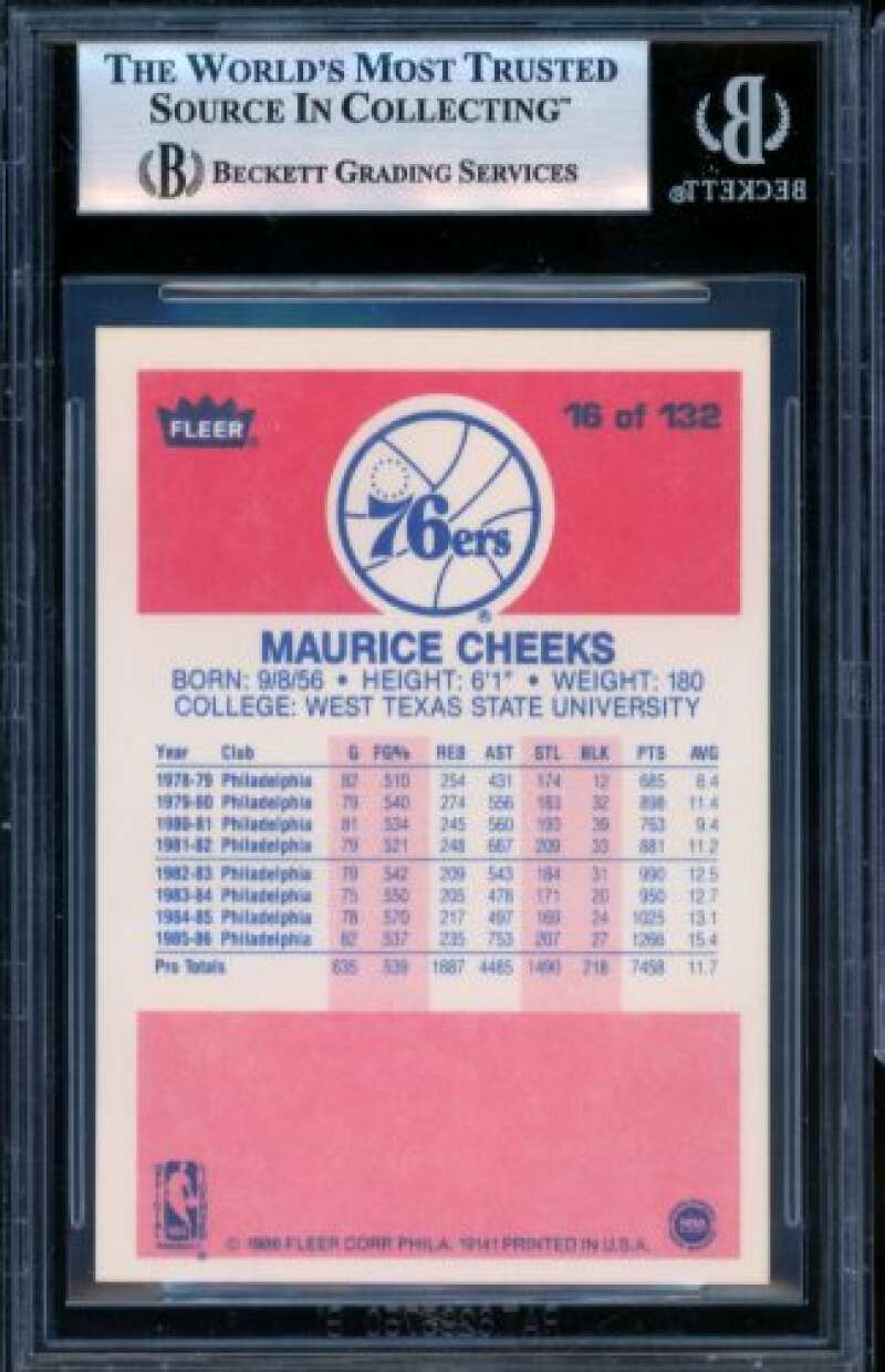 Maurice Cheeks Card 1986-87 Fleer #16 BGS 8.5 Image 2