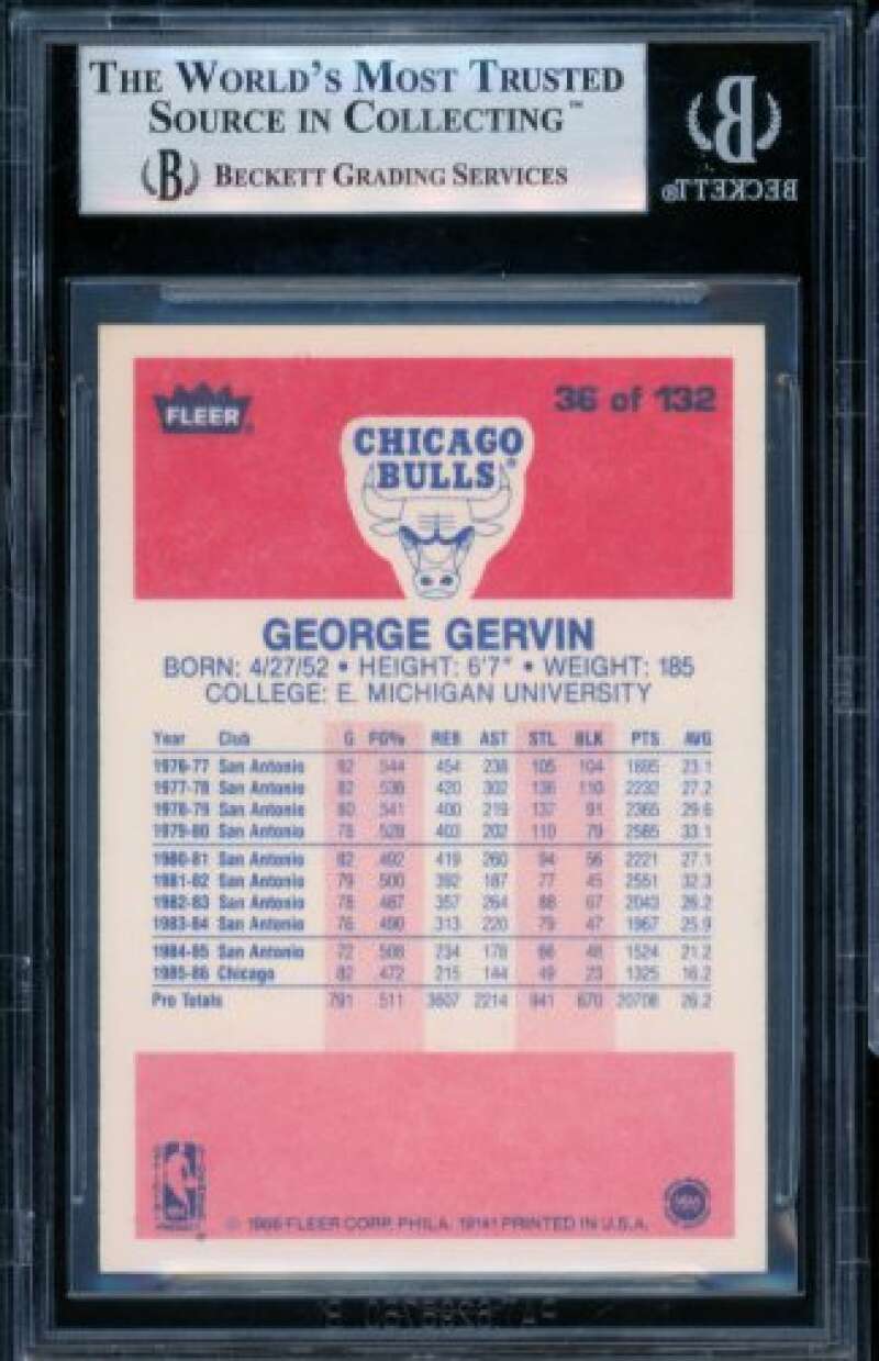 George Gervin Card 1986-87 Fleer #36 BGS 8.5 Image 2