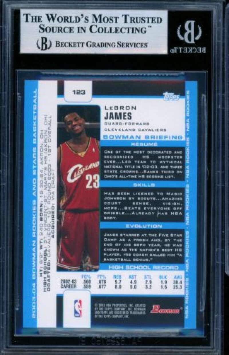 Lebron James Rookie Card 2003-04 Bowman #123 BGS 8.5 Image 2