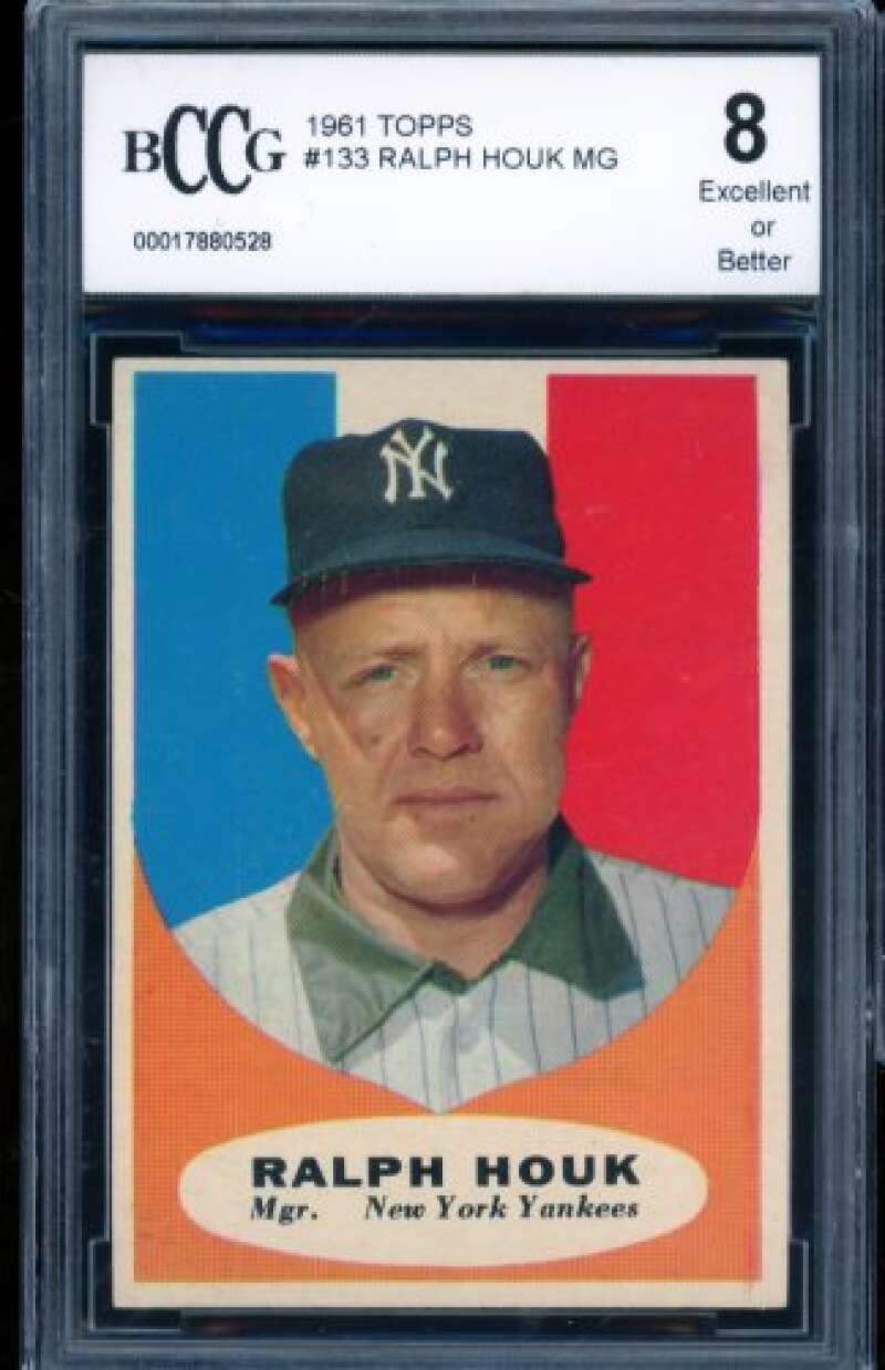 Ralph Houk Card 1961 Topps #133 BGS BCCG 8 Image 1