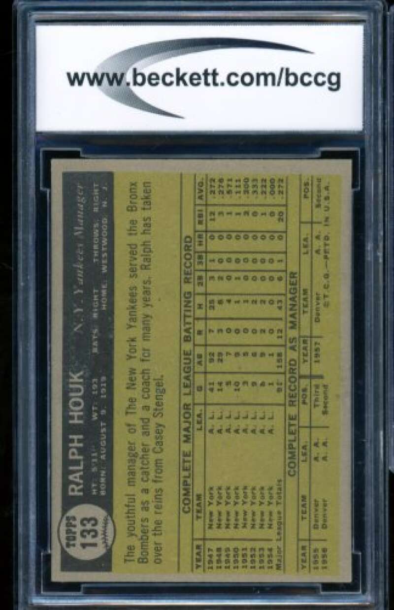Ralph Houk Card 1961 Topps #133 BGS BCCG 8 Image 2