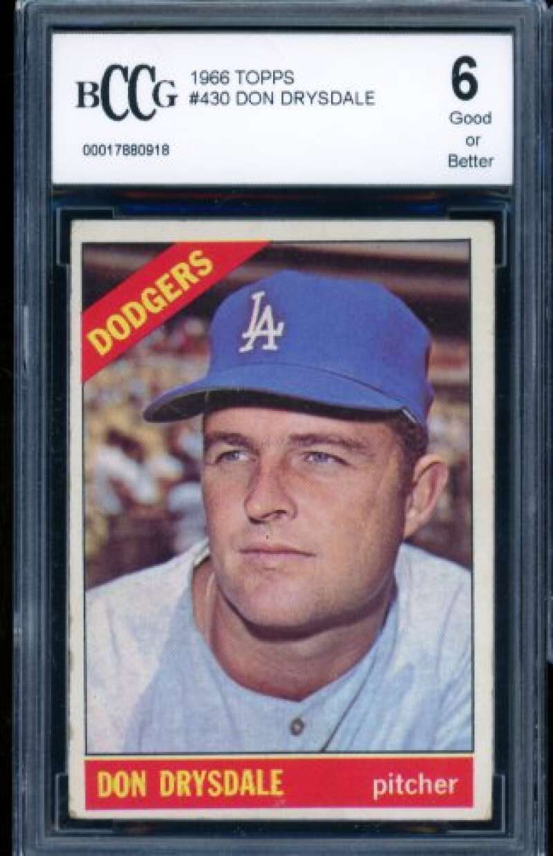 Don Drysdale Card 1966 Topps #430 BGS BCCG 6 Image 1