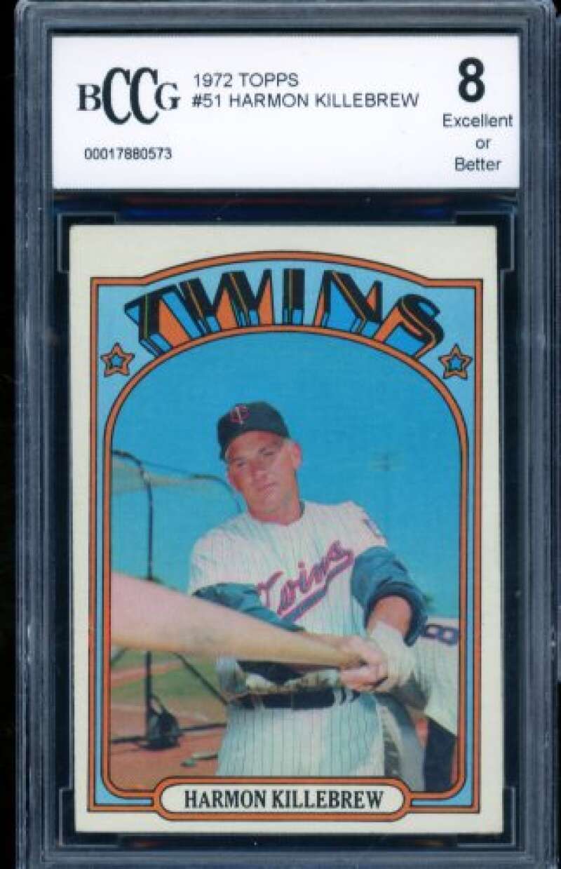 Harmon Killebrew Card 1972 Topps #51 BGS BCCG 8 Image 1
