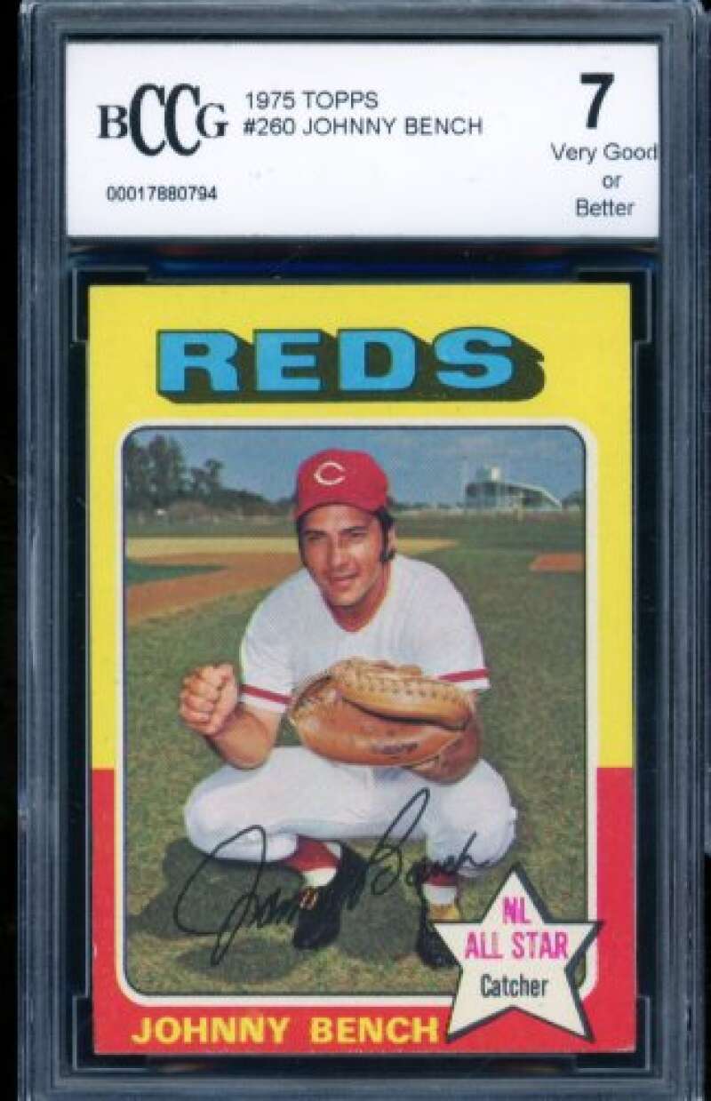 Johnny Bench Card 1975 Topps #260 BGS BCCG 7 Image 1
