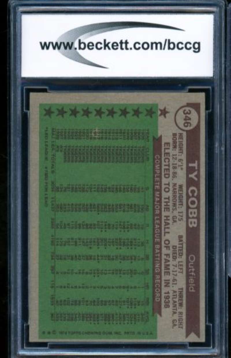 Ty Cobb ATG Card 1976 Topps #346 BGS BCCG 8 Image 2
