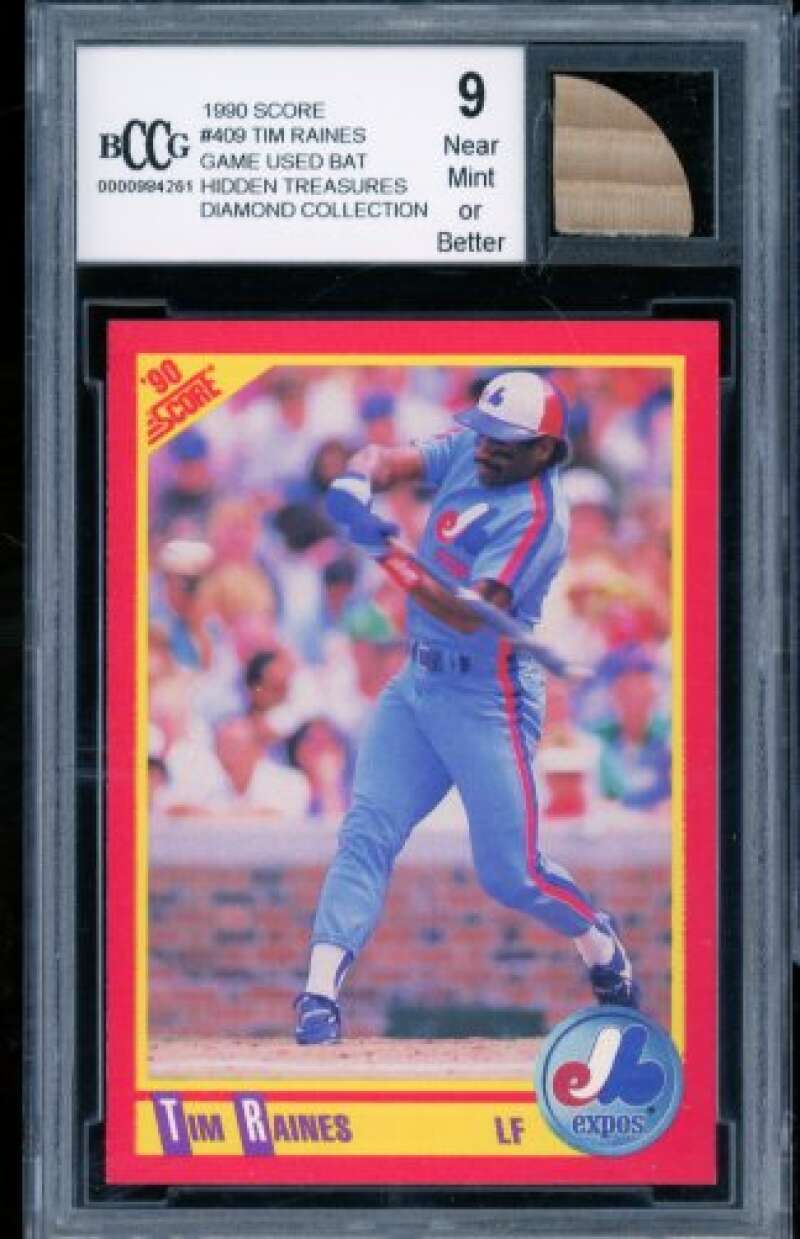 Tim Raines Card 1990 Score Game Used Bat #409 BGS BCCG 9 (Light holder crack) Image 1