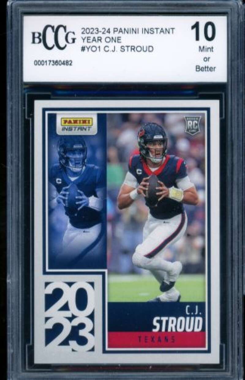 C.J. Stroud Rookie Card 2023 Panini Instant Year One #YO1 BGS BCCG 10 Image 1