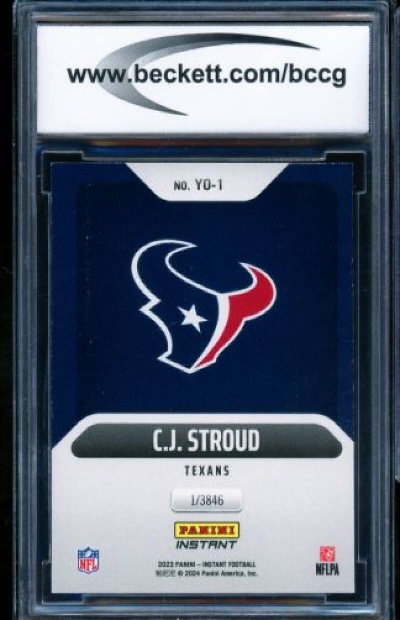 C.J. Stroud Rookie Card 2023 Panini Instant Year One #YO1 BGS BCCG 10 Image 2