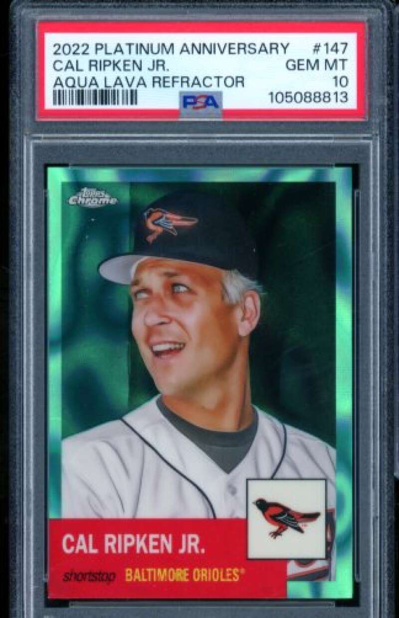 Cal Ripken Jr. 2022 Platinum Anniversary Aqua Lava Refractor (pop 4) #147 PSA 10 Image 1