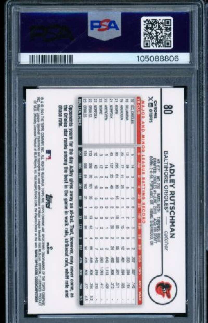 Adley Rutschman Card 2024 Topps Chrome Sepia Refractor (pop 4) #80 PSA 10 Image 2