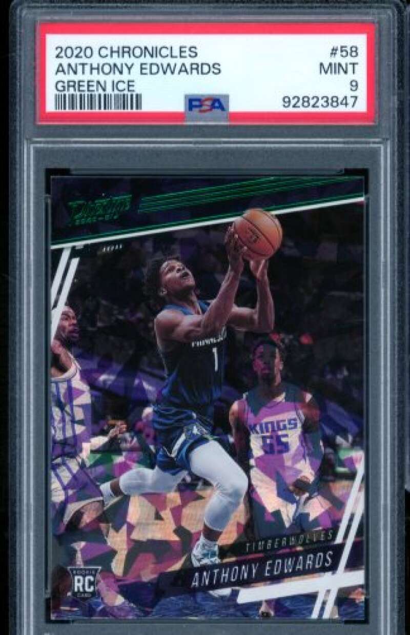 Anthony Edwards Rookie Card 2020-21 Chronicles Green Ice #58 PSA 9 Image 1