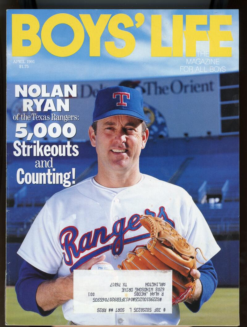 Boys' Life April 1991 Nolan Ryan Texas Rangers 5000 Strike Outs  Image 1