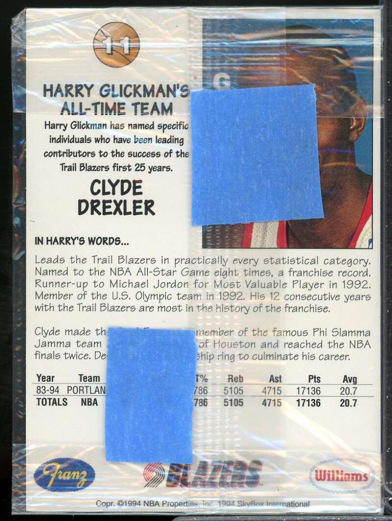Clyde Drexler/Glickman's All-Time Team Card 1994-95 Trail Blazers Franz #11  Image 2