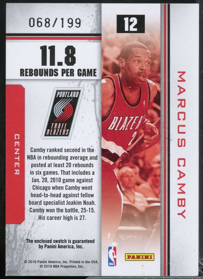 Marcus Camby Card 2010-11 Rookies and Stars Statistical Standouts Materials #12  Image 2