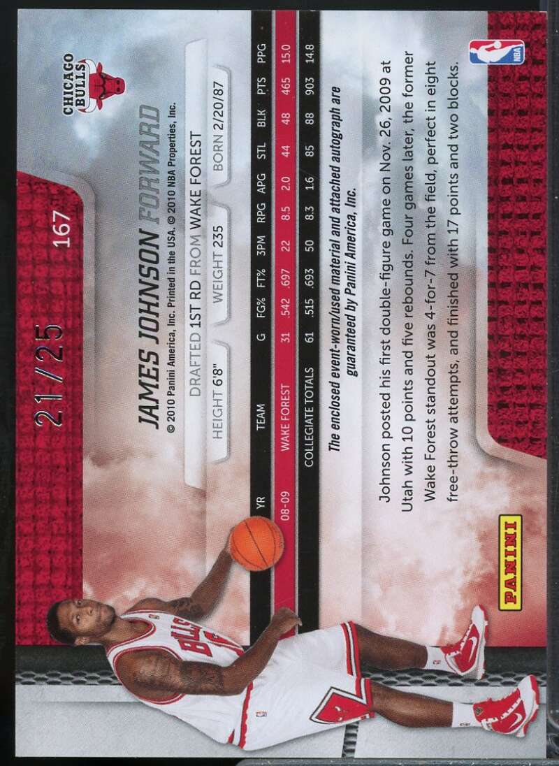 J. Johnson 2009 Absolute Rookie Materials Jumbo JSY Numbers Basketball AU #167  Image 2