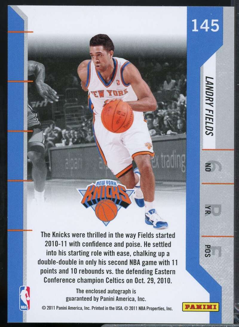 Landry Fields AU Rookie Card 2010-11 Playoff Contenders Patches #145  Image 2