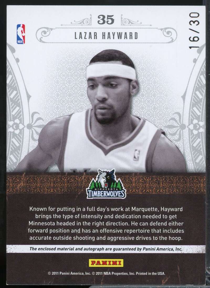 Lazar Hayward 2010-11 Playoff National Treasures NBA Gear Trios Signatures #35  Image 2