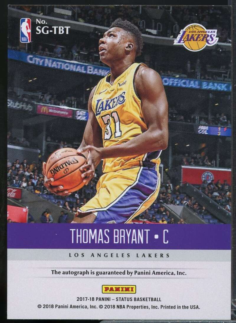 Thomas Bryant Card 2017-18 Panini Status Signatures #11  Image 2