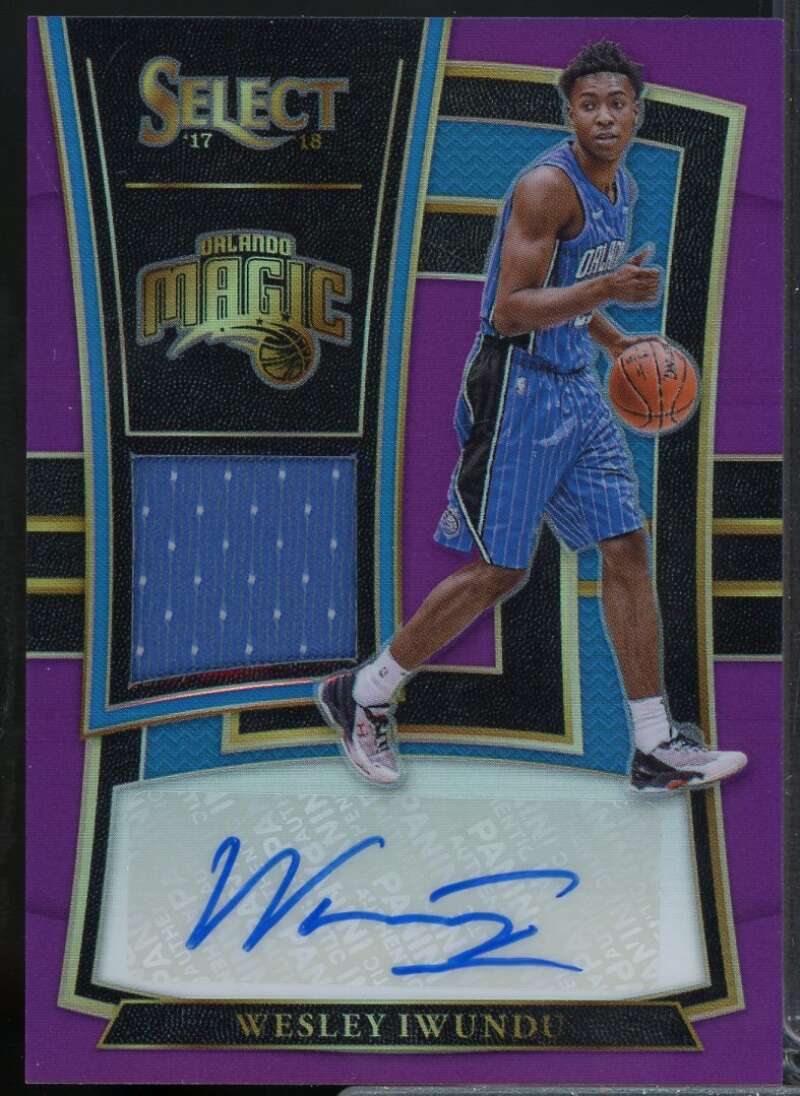 Wes Iwundu Card 2017-18 Select Rookie Jersey Autographs Prizms Purple #28  Image 1