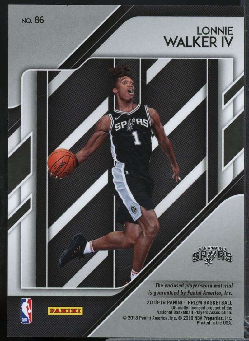 Lonnie Walker IV Rookie Card 2018-19 Panini Prizm Sensational Swatches #86  Image 2