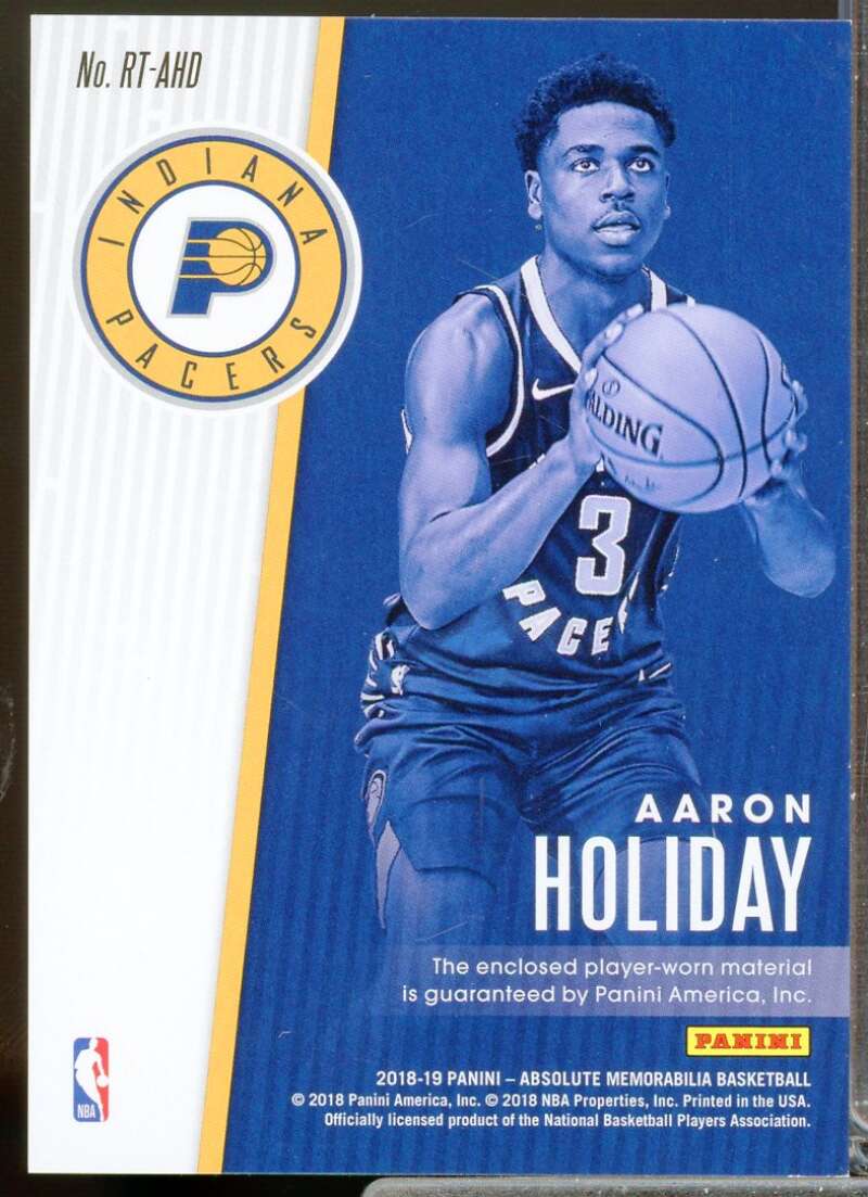 Aaron Holiday Rookie Card 2018-19 Absolute Memorabilia Rookie Threads #23  Image 2