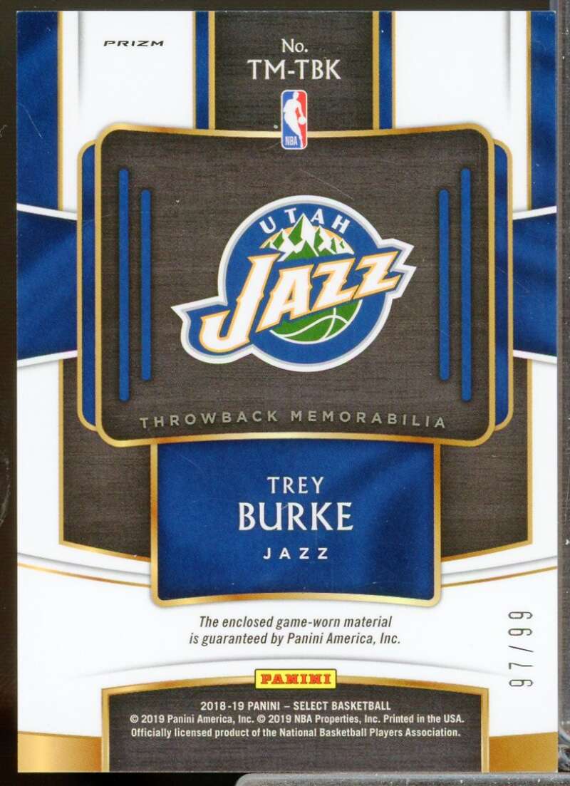 Trey Burke Card 2018-19 Select Throwback Memorabilia Prizms Purple #16  Image 2