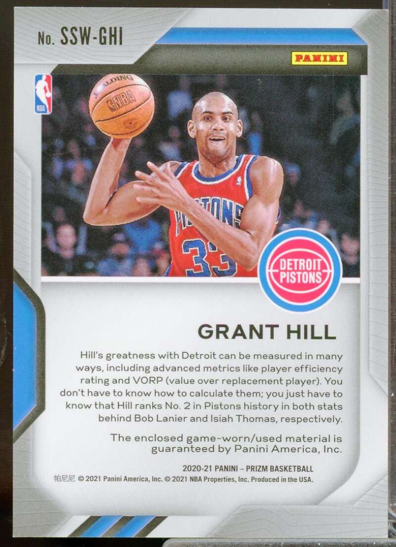 Grant Hill Card 2020-21 Panini Prizm Sensational Swatches #52  Image 2
