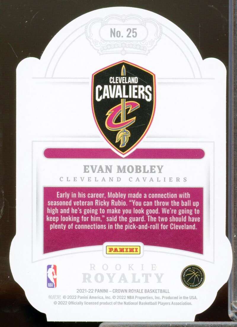 Evan Mobley Rookie Card 2021-22 Crown Royale Rookie Royalty Asia Red #25  Image 2