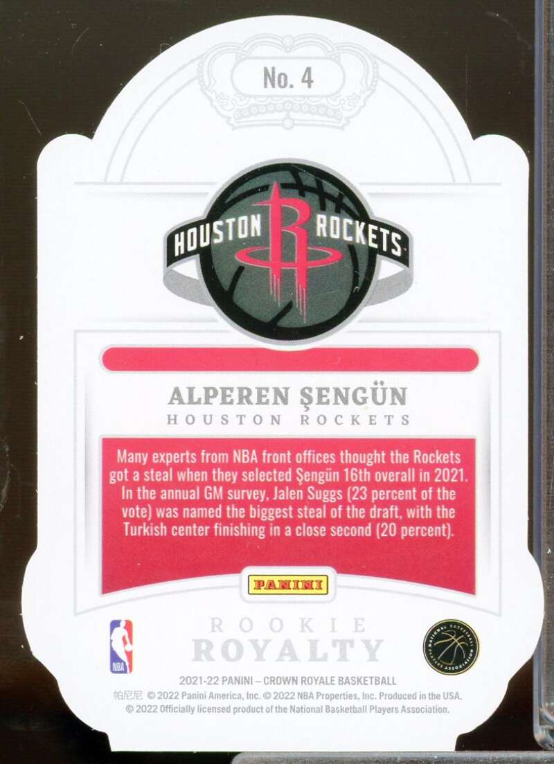 Alperen Sengun Rookie Card 2021-22 Crown Royale Rookie Royalty Asia Red #4  Image 2