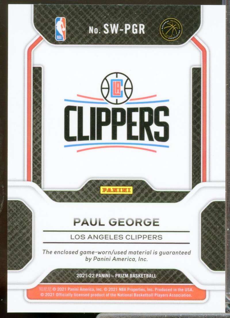 Paul George Card 2021-22 Panini Prizm Sensational Swatches #56  Image 2