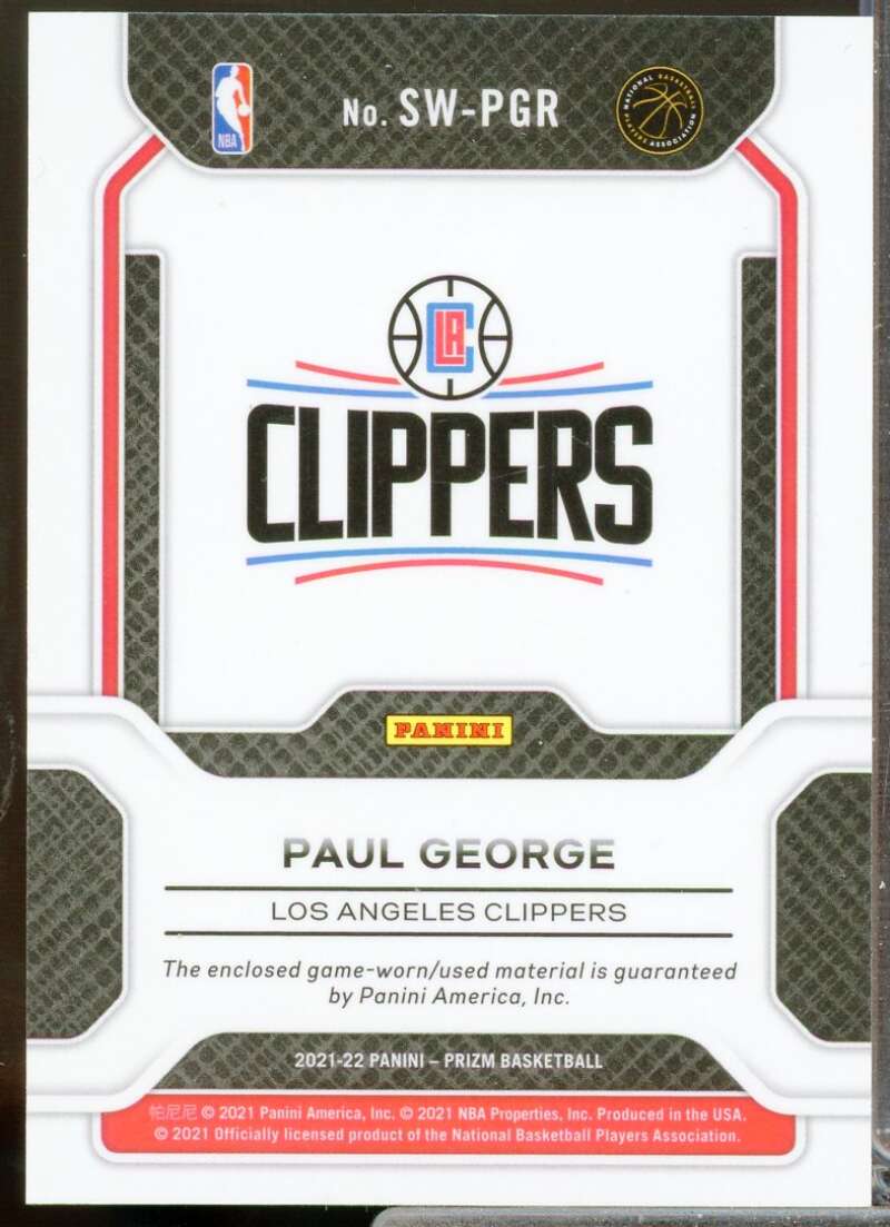 Paul George Card 2021-22 Panini Prizm Sensational Swatches #56  Image 2