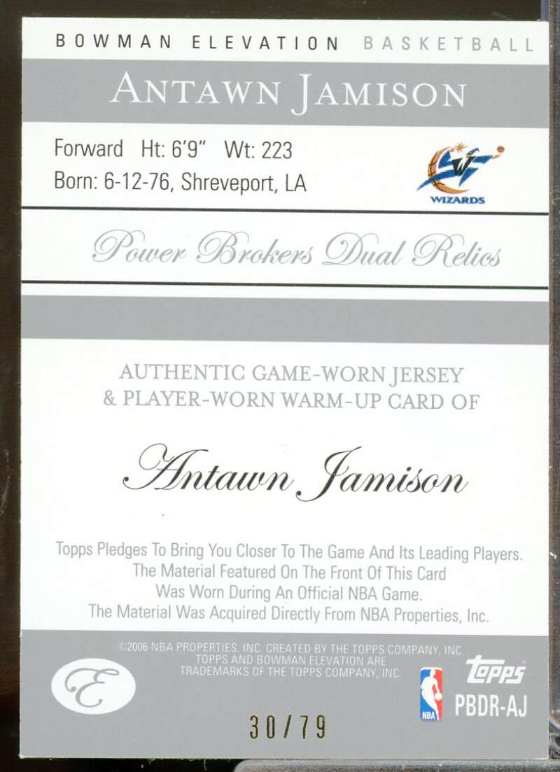 Antawn Jamison 2006-07 Bowman Elevation Power Brokers Relics Dual Blue #RAJ  Image 2