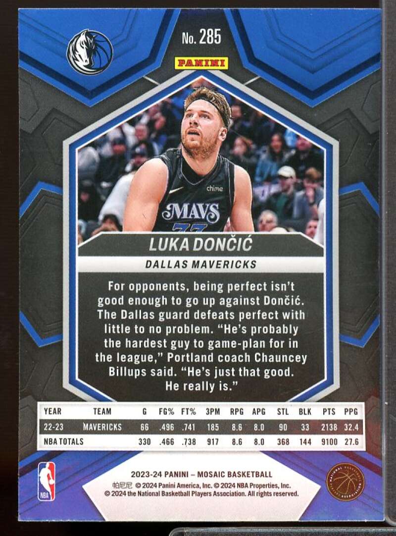 Luka Doncic/City Edition Card 2023-24 Panini Mosaic #285  Image 2