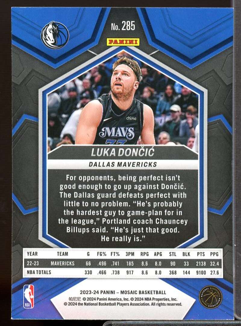 Luka Doncic/City Edition Card 2023-24 Panini Mosaic #285  Image 2