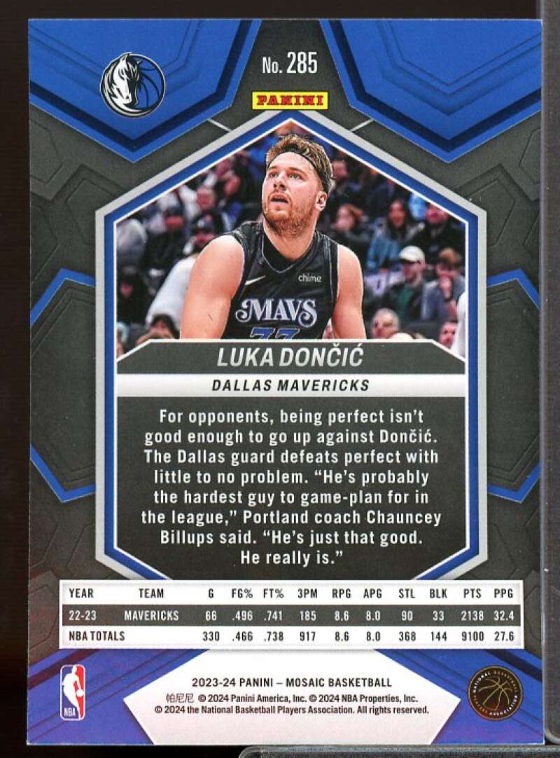 Luka Doncic/City Edition Card 2023-24 Panini Mosaic #285  Image 2