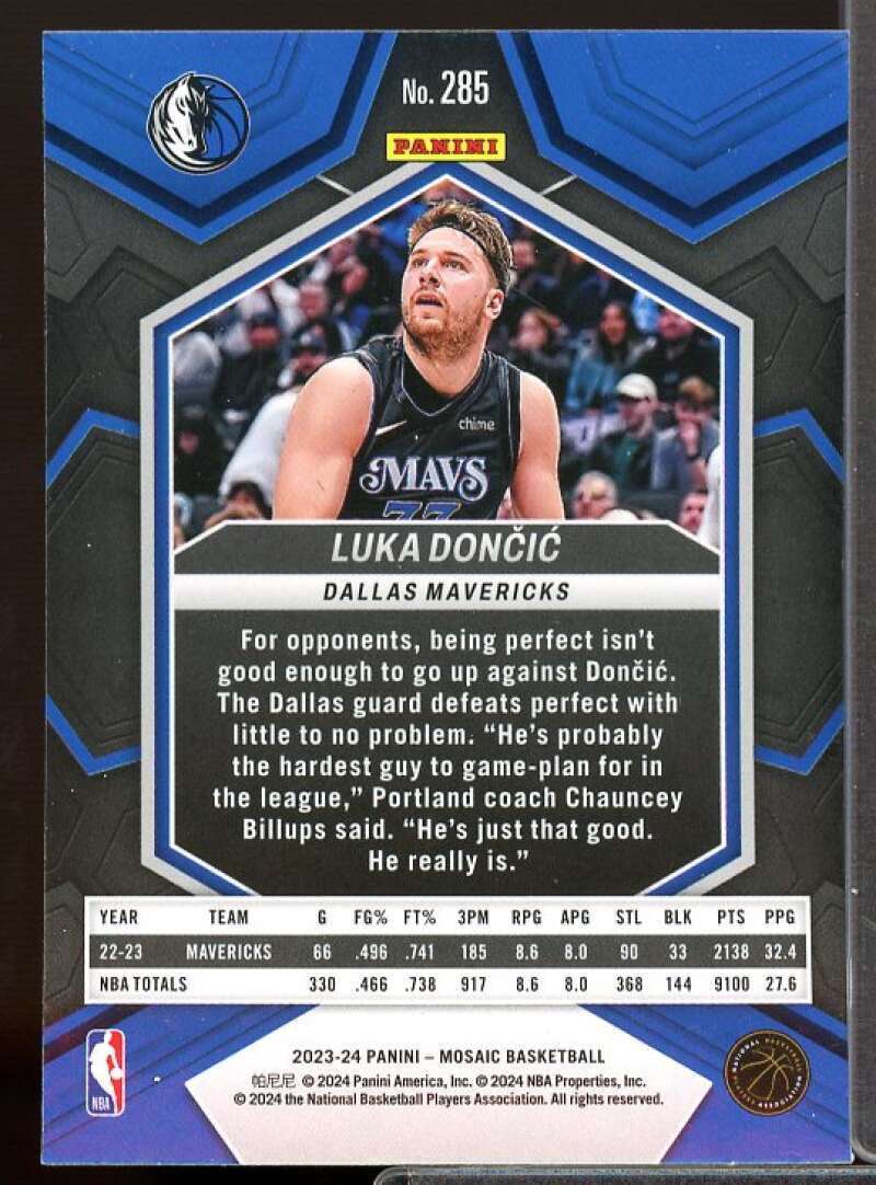 Luka Doncic/City Edition Card 2023-24 Panini Mosaic #285  Image 2