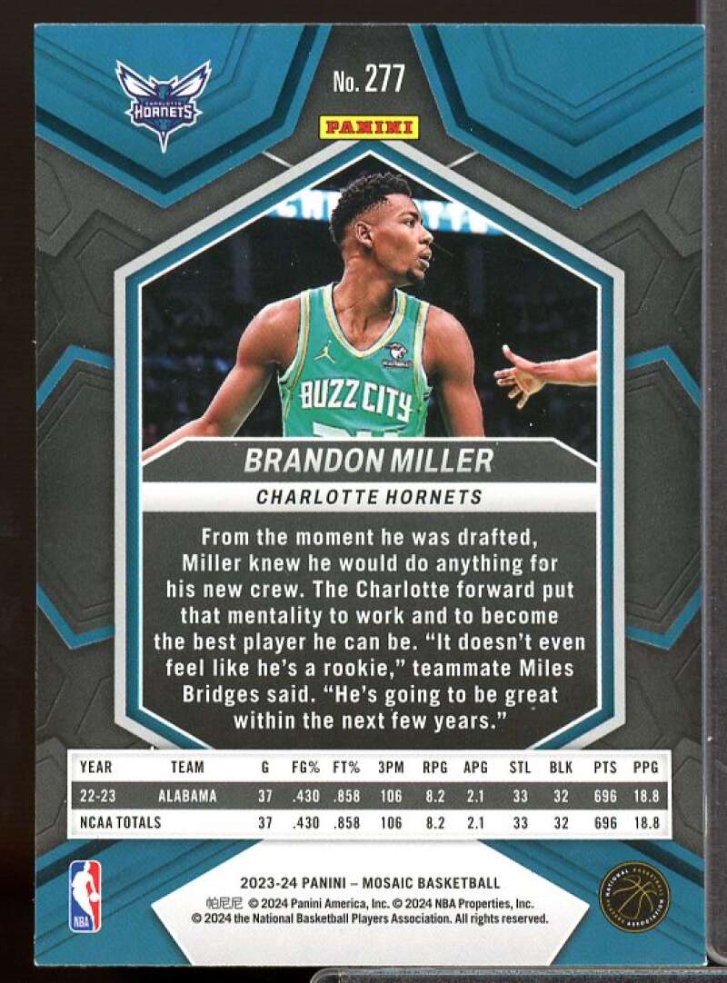 Brandon Miller/City Edition Rookie Card 2023-24 Panini Mosaic #277  Image 2