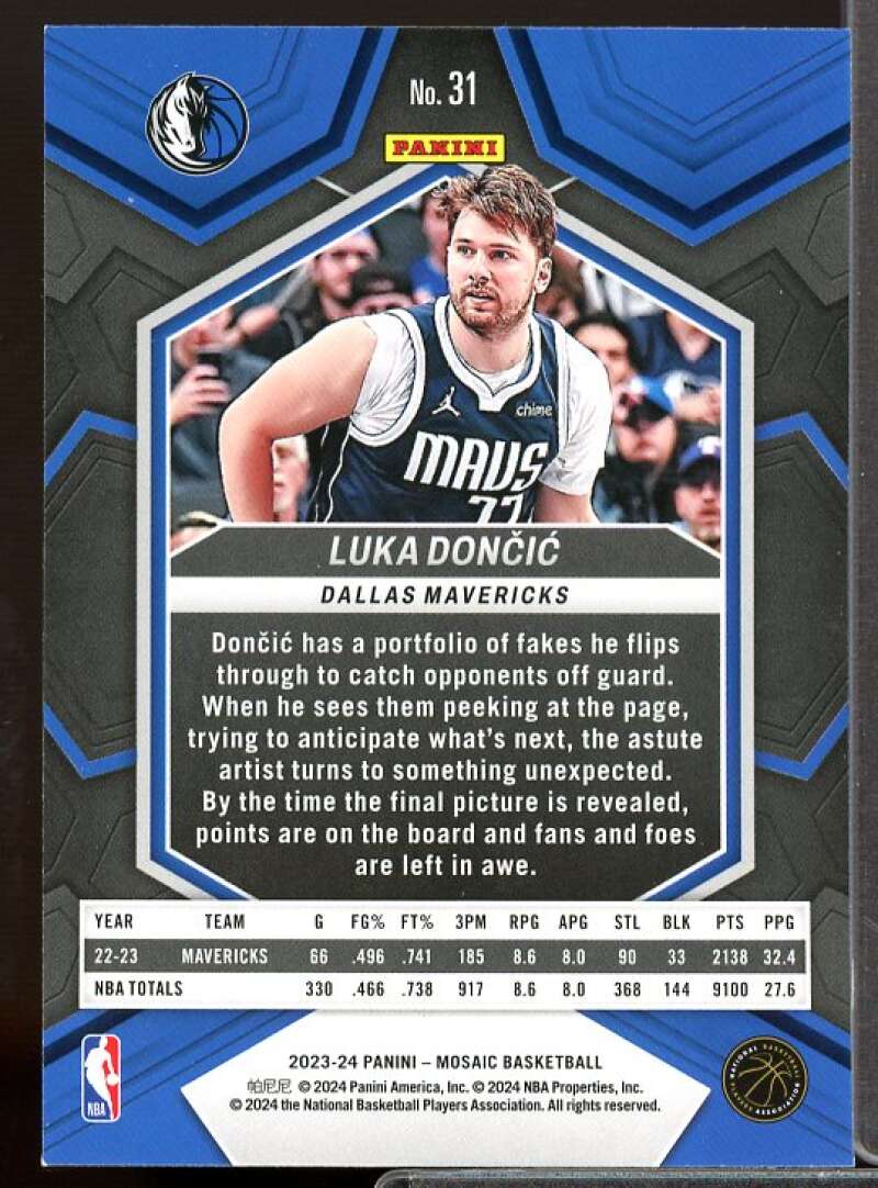Luka Doncic Card 2023-24 Panini Mosaic #31  Image 2