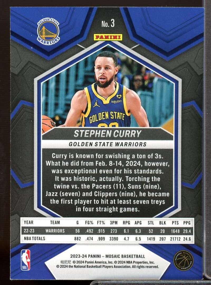 Stephen Curry Card 2023-24 Panini Mosaic #3  Image 2