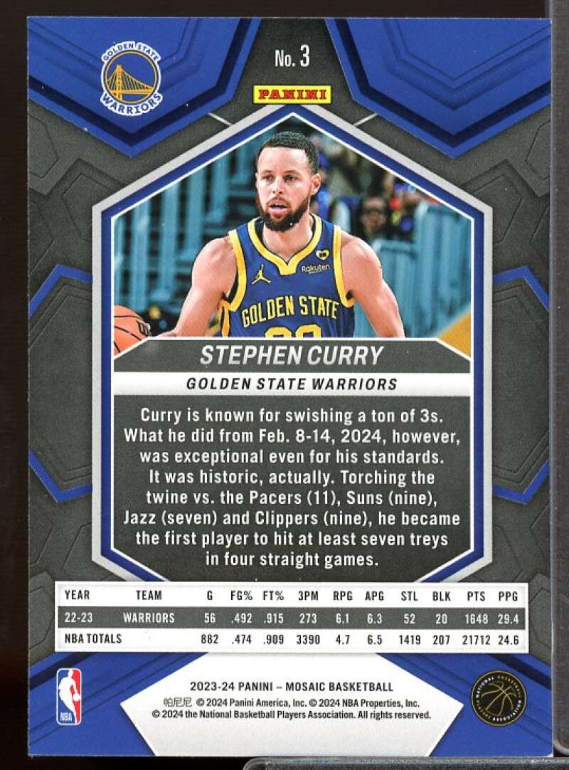 Stephen Curry Card 2023-24 Panini Mosaic #3  Image 2