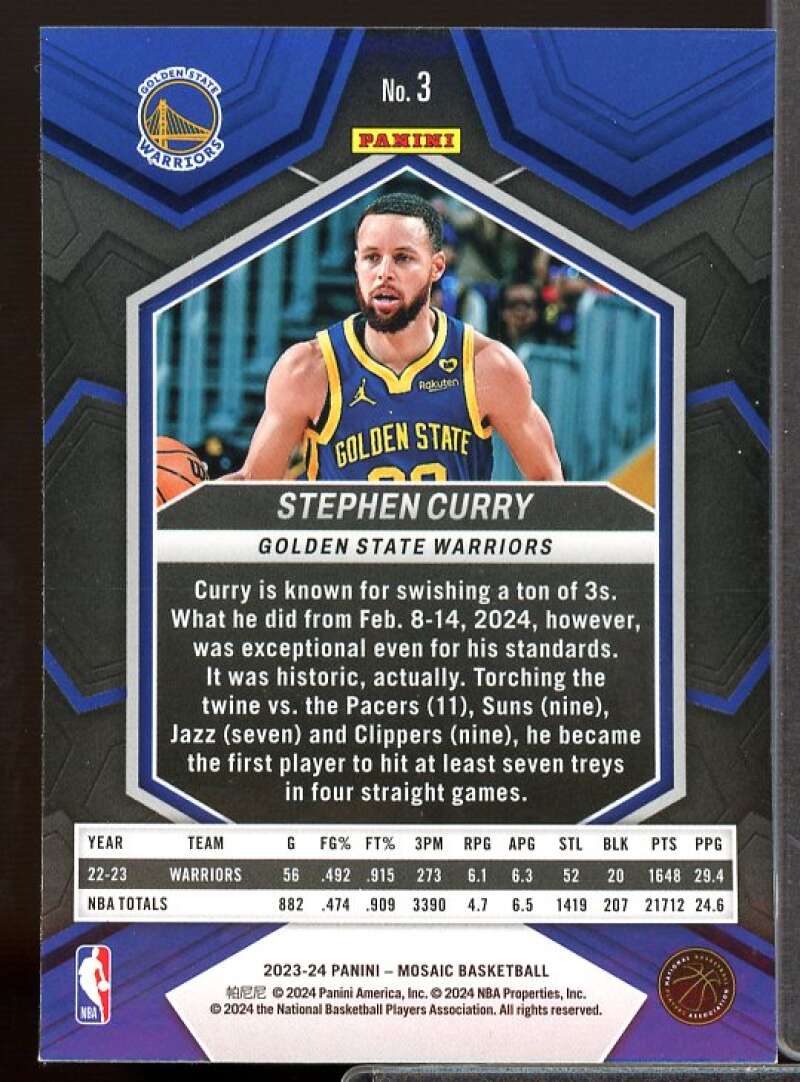 Stephen Curry Card 2023-24 Panini Mosaic #3  Image 2