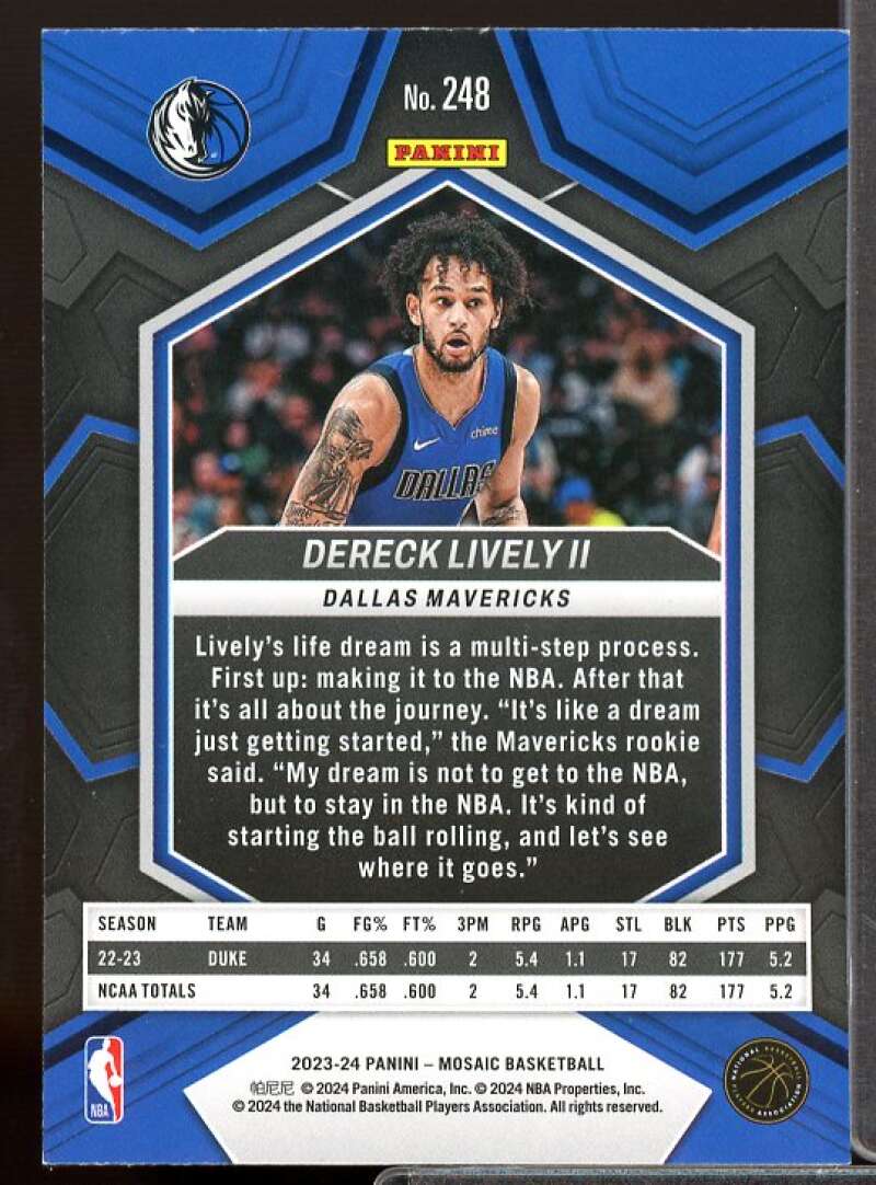 Dereck Lively II Rookie Card 2023-24 Panini Mosaic #248  Image 2