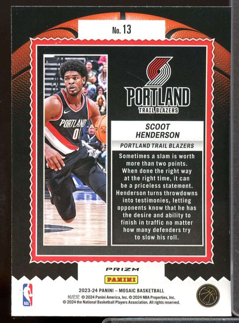 Scoot Henderson Card 2023-24 Panini Mosaic Jam Masters Mosaic Green #13  Image 2