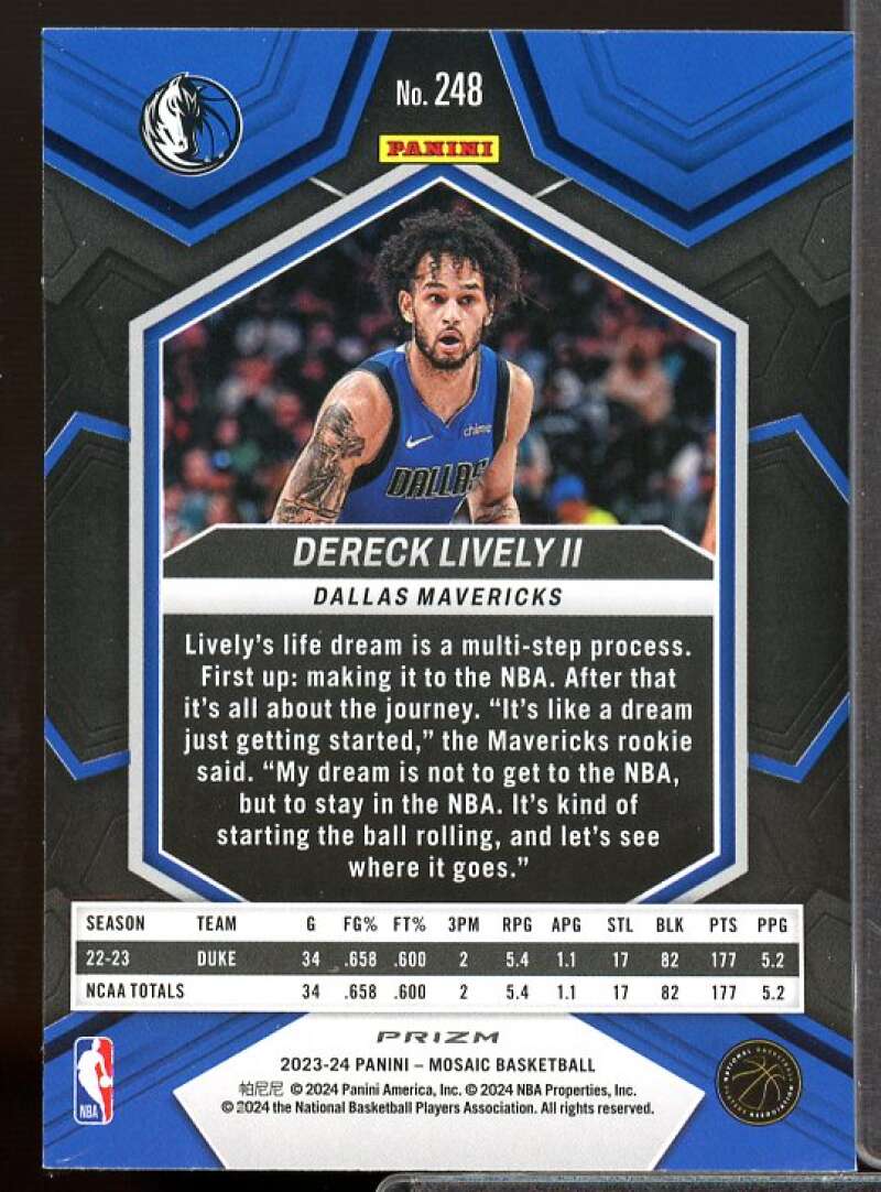 Dereck Lively II Rookie Card 2023-24 Panini Mosaic Mosaic Green #248  Image 2