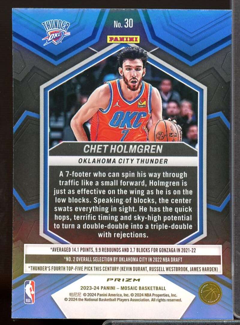 Chet Holmgren Card 2023-24 Panini Mosaic Mosaic Reactive Blue #30  Image 2