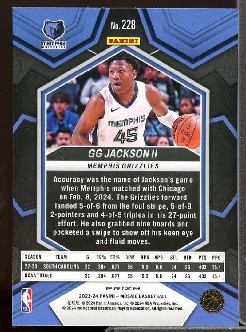 GG Jackson II Rookie Card 2023-24 Panini Mosaic Mosaic Reactive Blue #228  Image 2