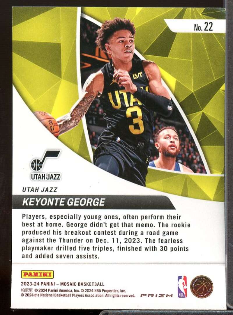 Keyonte George Rookie Card 2023-24 Panini Mosaic Elevate Mosaic #22  Image 2