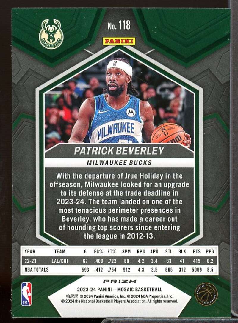 Patrick Beverley Card 2023-24 Panini Mosaic Mosaic Reactive Blue #118  Image 2