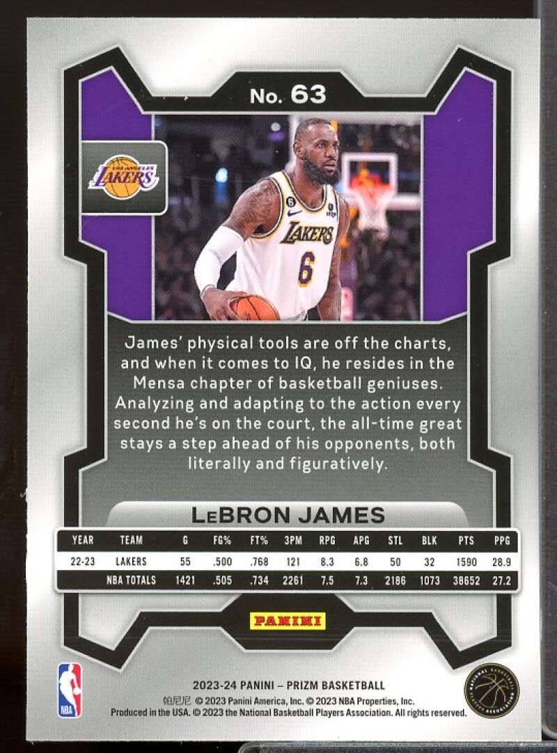 LeBron James Card 2023-24 Panini Prizm #63  Image 2
