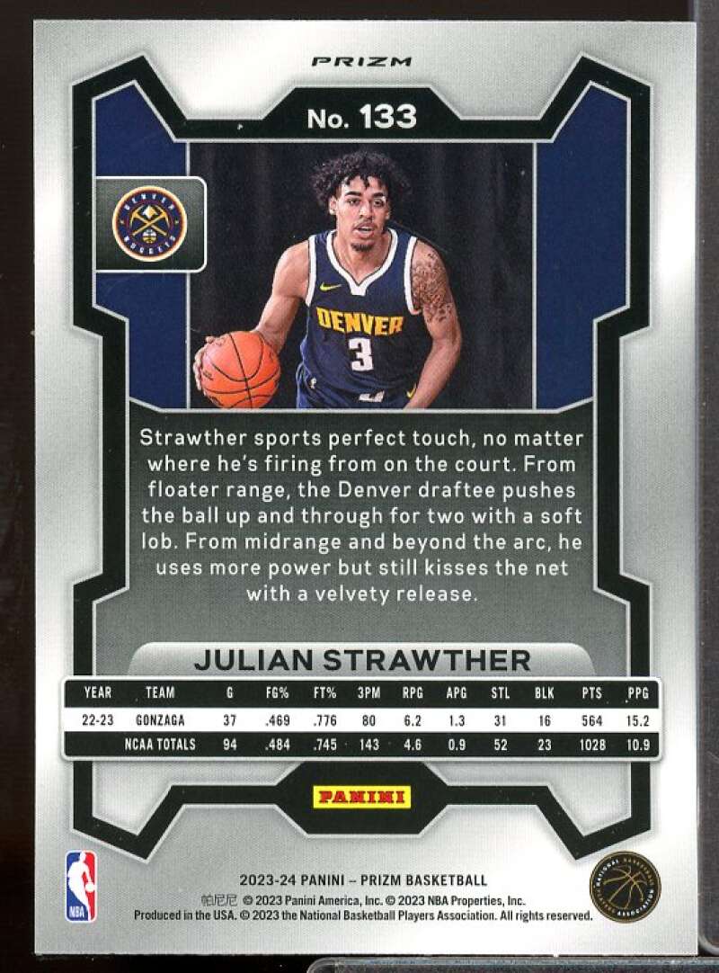Julian Strawther Rookie Card 2023-24 Panini Prizm Prizms Red Ice #133  Image 2